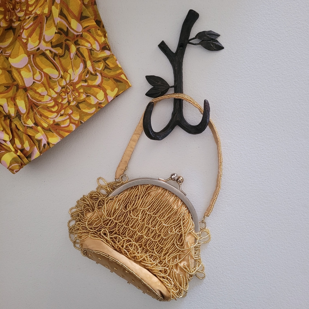 Gold Beaded Evening Clutch